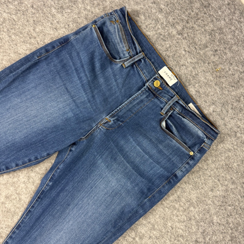 FRAME Le High Skinny Jeans Size 32 Blue Raw Hem High Rise